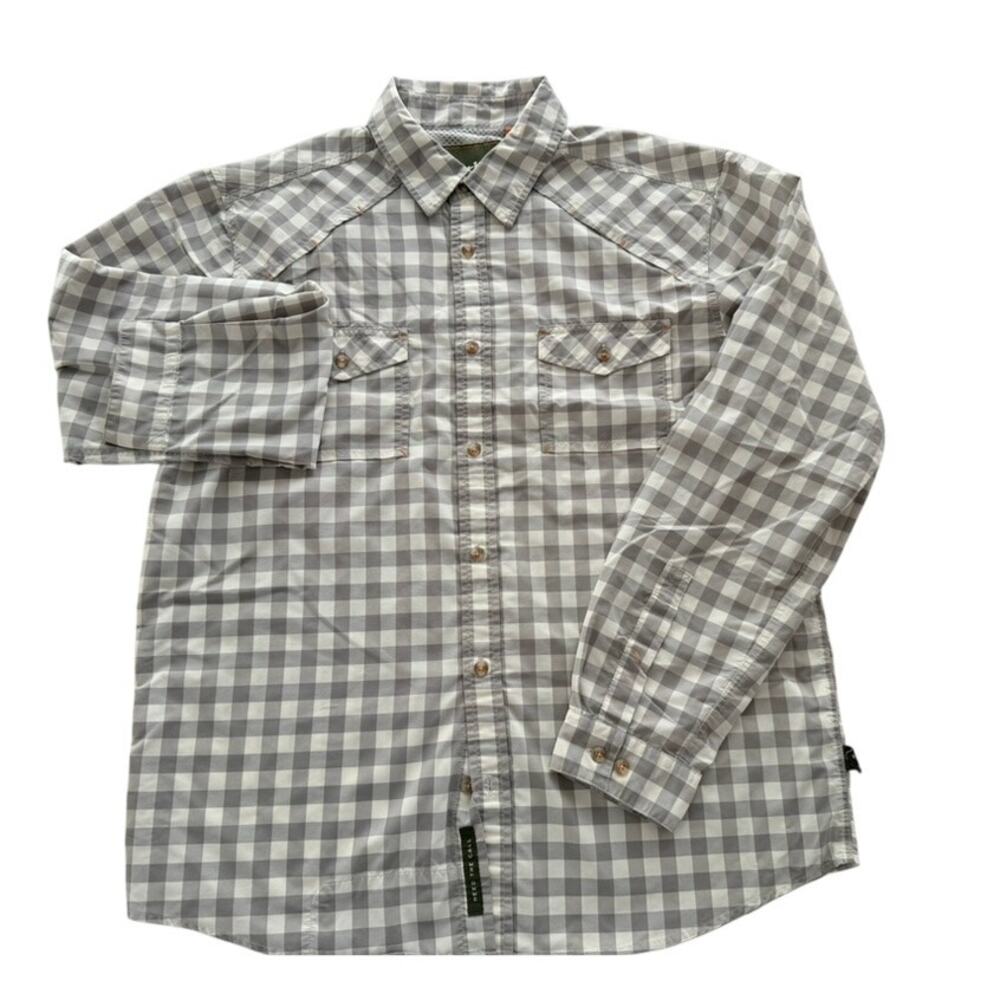 Howler Mens Grey White Check Long Sleeve Shirt Medium Outdoor Hike Camp